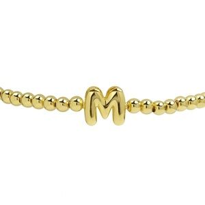 Gold Beaded Bracelet with Initial Charm (5100)